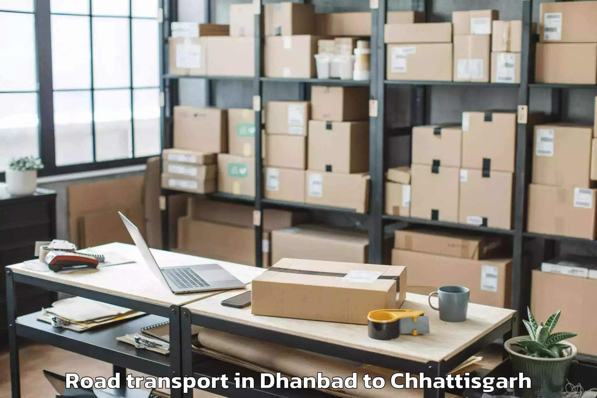 Get Dhanbad to Isbm University Gariyaband Road Transport